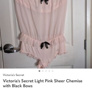 Victoria's Secret Pink Sheer Chemise with Black Accents